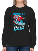 Officially Licensed ICEE Born To Chill - Surfing Polar-Bear Graphic Women's Sweatshirt