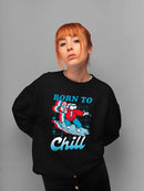 Officially Licensed ICEE Born To Chill - Surfing Polar-Bear Graphic Women's Sweatshirt