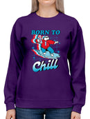 Officially Licensed ICEE Born To Chill - Surfing Polar-Bear Graphic Women's Sweatshirt