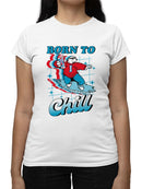 Officially Licensed ICEE Born To Chill - Surfing Polar-Bear Graphic Women's T-shirt
