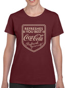 Officially Licensed Coca-Cola Coke Refreshes You Best Vintage Shield Graphic Women's T-shirt