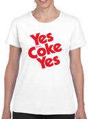 Officially Licensed Coca-Cola Yes Coke Yes Retro Logo Design Women's T-shirt