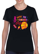 Officially Licensed Coca-Cola Retro Pop  80s Style Soda Graphic  Women's T-shirt