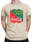 Officially Licensed Coca-Cola Retro Fountain Service Sign Men's T-shirt