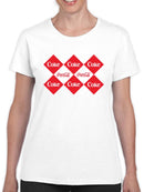 Officially Licensed Coca-Cola Checkerboard Pattern Design Women's T-shirt
