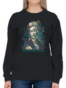 Unstoppable Bloom: Artistic Floral Portrait Women's Sweatshirt