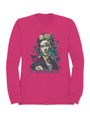 Unstoppable Bloom: Artistic Floral Portrait Women's Sweatshirt