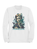 Unstoppable Bloom: Artistic Floral Portrait Women's Sweatshirt