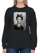 Iconic Portrait of a Woman with Floral Headpiece Women's Sweatshirt