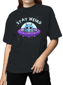 Officially Licensed Sad Nuggie Alien Spaceship Women's T-shirt