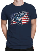 Patriotic Fishing American Flag Men's T-shirt