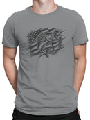 Patriotic Bass Fishing black and white Men's T-shirt
