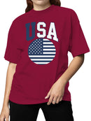 Blue USA Flag Graphic Women's T-shirt