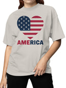 Patriotic Heart USA Flag Women's T-shirt