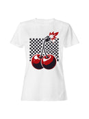 Explosive Cherries on Checkered Grid Women's T-shirt