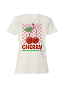 Retro Cherry Checkered Design Women's T-shirt