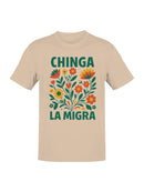 Bold Floral Chinga La Migra Design Men's T-shirt