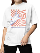 Officially Licensed NASA Retro Space Shuttle Checkered Women's T-shirt
