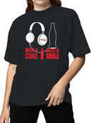 Officially Licensed Coca Cola Headphones & Smile Women's T-shirt