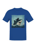 Cat Riding a Shark Artwork Men's T-shirt