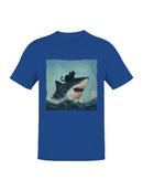 Cat Riding a Shark Artwork Men's T-shirt