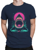 Retro Neon Shark Attack Design Men's T-shirt