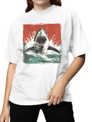 Ferocious Shark Attack Art Women's T-shirt