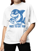 Shark Eating Pizza - "Nice to Eat You Women's T-shirt