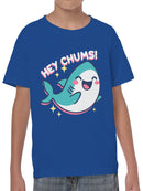 Cheerful Shark "Hey Chums!" Design Youth's T-shirt