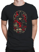 Witch, Skulls, and Black Cat Men's T-shirt