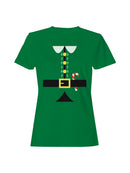 Festive Elf Suit Design with Candy Cane Women's T-shirt