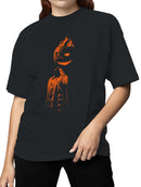 Flaming Pumpkin Head Illustration Women's T-shirt