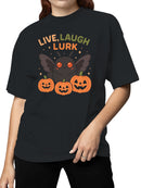 Live Laugh Lurk Moth and Pumpkins Women's T-shirt
