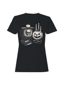 Retro Halloween Vibes: Spooky Skull TV Women's T-shirt