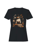 Autumn Witch Reading with Cozy Ghost Women's T-shirt
