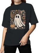 Whimsical Fall Ghost and Foliage Women's T-shirt