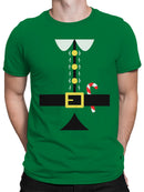 Festive Elf Suit Design with Candy Cane Men's T-shirt