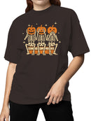 Pumpkin Skeletons Hear See Speak No Evil Women's T-shirt