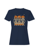 Pumpkin Skeletons Hear See Speak No Evil Women's T-shirt