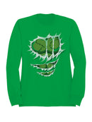 Scary Green Stitched Monster Face Men's Sweatshirt
