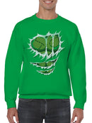 Scary Green Stitched Monster Face Men's Sweatshirt
