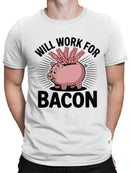 Will Work for Bacon Piggy Bank Men's T-shirt