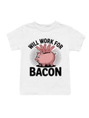 Will Work for Bacon Piggy Bank Youth's T-shirt