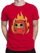 Officially Licensed Sad Nuggie Cute Devil with Fiery Background Men's T-shirt