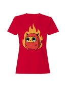 Officially Licensed Sad Nuggie Cute Devil with Fiery Background Women's T-shirt