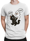 Spooky Cat and Ghost Encounter Men's T-shirt