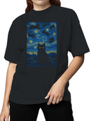 Starry Night Cats Fantasy Art Women's T-shirt