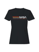 Officially Licensed Nasa Retro Stripes Logo Women's T-shirt
