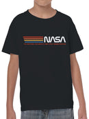 Officially Licensed Nasa Retro Stripes Logo Youth's T-shirt