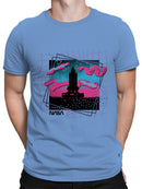 Officially Licensed Nasa Retro Neon Rocket Launch Design Men's T-shirt